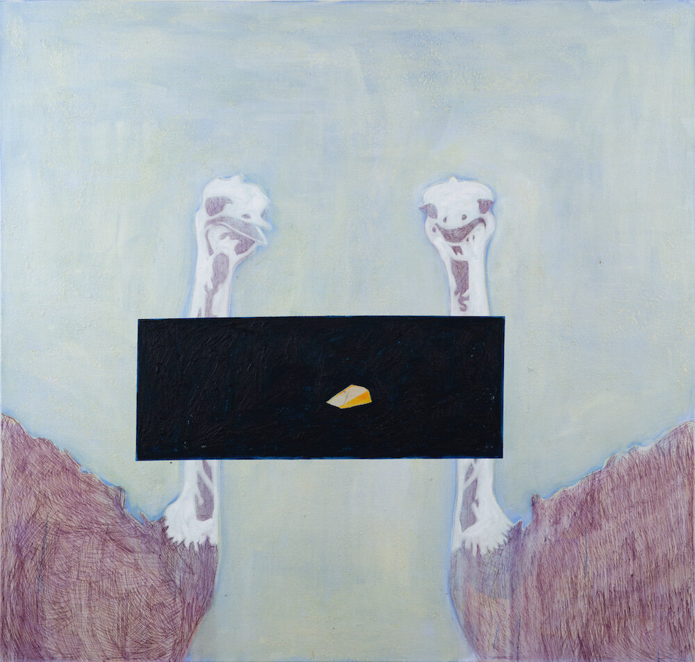 Christoph Matthes, <i>Kleine Auswahl große Freude</i>, 2023. Ballpen, distember, minerals, Acrylic, ink and oil on burlap 74 3/4 x 78 3/4 in (90 x 200 cm)